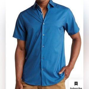 TOM BAINE Slim Fit Performance Short Sleeve Button-Up Shirt Men’s Sz XXL NWT